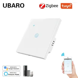 Controle Home Inteligente Ubaro EU House Tuya Zigbee Interruptor Inteligente Painel de Vidro Sensor Botão Trabalhar com Google Alexa Voice App Remoto