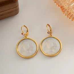 Dangle Earrings Minar Chic AB Color Resin Drop For Women 18K Real Gold Plated Brass Round Large Huggie Earring Statement Jewelry