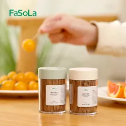 Fasola 2 Kutular Karbonize Bambu Ahşap Kür Kıkavukları 1000 Sayı Diş Temizleme Diş Sakın