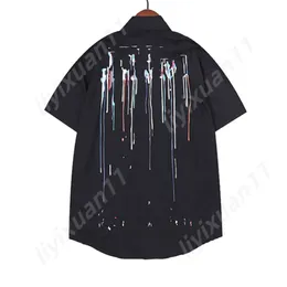 A M I ​​R I Marka Amirs Tasarımcı Gömlek Erkek Düğmesi Gömlek Baskı Bowling Shirt Hawaii Çiçek Gündelik İpek Gömlek Erkekler İnce Fit Kısa Sleev 9776 1723