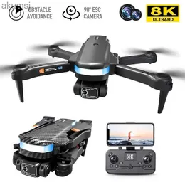 Droni Il più recente Mini Drone V8 8K HD Doppia fotocamera senza spazzole Flusso ottico Posizione Fotografia aerea Evitamento ostacoli Quadcopter pieghevole YQ240129