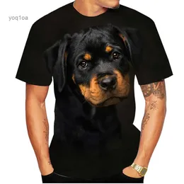 Męskie koszulki 2022 Nowy projekt Śliczny pies pet pies rottweiler 3D T-shirt zabawne stylowe męskie i damskie zwykłe krótkie rękawy