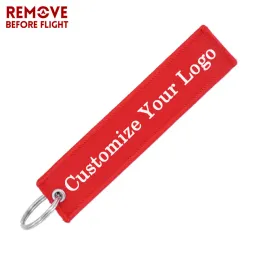 Chains 100 PCS Custom Keychain Fashion Jewelry OEM Key Ring llaveros Safety Label Embroidery Customize Key Rings Chain