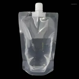 100 PCS密閉された液体使い捨て透明パッケージバッグドリンクポーチコーヒーとノズルミルクジュース飲料耐久性のあるスタンドUP1260T