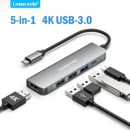 Lemorele tc101 hub usb 3.0 5 portas t docking station tipo c 4k30hz adaptador compatível com hdmi pd100w