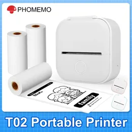Phomemo T02 Mini Portable Printer Label Printer 53mm Pocket Thermal Printer Labeler BT Wireless Connect for DIY PO Printing 240124