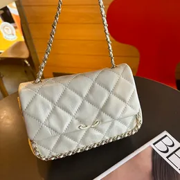 20cm FLAP CHINE Women Women Designer Bolsa de ombro Couro preto e branco Two Tone Diamond Lattice Bolsa Bolsa Trendência Burse Crossbody Bag -saco de cartão