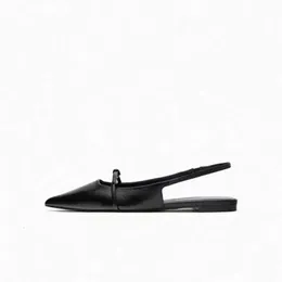 Designer-Freizeit-Hausschuhe von Za, spitze französische, einzelne, kleine, duftende Sandalen mit Wind-Rückenriemen, einfache, vielseitige Schuhe mit Knopf und flachem Boden