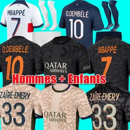 23/24 Maillot MBAPPE Soccer Jerseys Kids Kit Es 2023 2024 Paris Home Away Third Football Shirts HAKIMI VITINHA KOLO MUANI O.Dembele G.Ramos UGARTE Men Player