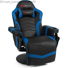 その他の家具Goplus Massage Gaming Chair Racing Style Gaming Recliner w/調整可能なバックレストとフットレスト人間工学に基づいたハイバックレザーQ240129