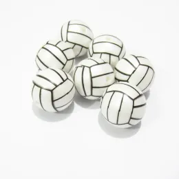 Alloy Wholesale 20mm 100pcs/bag Acrylic Matte Pear Printed Volleyball Beads For Fashion Jewelry Make