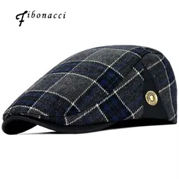 Fibonacci Yüksek Kaliteli Retro Yetişkin Beralar Erkekler Yün Ekose Cabbie Flatcap Şapkaları Kadınlar Haberboy Caps326r