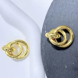 Stud Earrings European And American Fashion Double Ring Interlocking Irregular Design Geometric Retro Simple Female