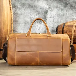 Duffel Bags Luufan Grande Saco de Viagem Crazy Horse Couro Genuíno Bagagem Masculino Duffle Estilo Vintage Viajando Weekender