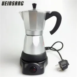 6 Tassen 300 ml elektrische Kaffeemaschine Aluminiummaterial Kaffeekannen Moka-Topf Mokka-Kaffeemaschine v60 Kaffeefilter Espressomaschine T200228C