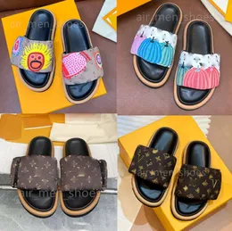 2024 Designer Pool Pillow sandals couples slippers men women slides summer flat shoes fashion beach With original 265