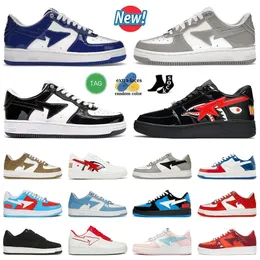 Sk8 Casual Shoes Sta Patent Leathe White Khaki Blue Cout Design Men Mężczyzn Kobiet Nigo kąpiel małpy szak czarne białe ABC Camo Combo Geen Pink Platfom Shoe