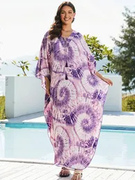 Women's Swimwear Sunforyou Caftans For Women Lightweight Beach Cover Up Kaftan Dresses Robe Pink Print Swimsuit Loungewear Tunics