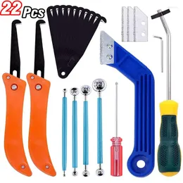 Set di utensili manuali professionali 22 pezzi Set di strumenti per rimozione malta Kit coltello a gancio Kit di coltelli per piastrelle in ceramica Collatore per scanalatura di giunti per pulizia di spazi vuoti per pavimenti