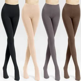 Kvinnstrumpor Slim High midje Leggings Sport Pantyhose Solid Compression Strumpor Anti-snaging Quality Panty Slang Velvet Tights