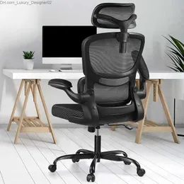 Outros móveis Razzor Cadeira de escritório ergonômica Cadeira de mesa de malha com encosto alto com apoio lombar e encosto de cabeça ajustável Cadeira de jogos de computador Q240129