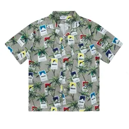 Rhude 셔츠 디자이너 오리지널 품질 남성 캐주얼 셔츠 담배 상자 패션 브랜드 브랜드 하이 스트리트 인쇄 느슨한 커플