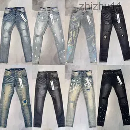 Mens Purple Jeans True Jeans Man Purple Jean Ksubi 디자이너 Black Skinny Stickers Light Roup Ripped Motorcycle Rock Revival Joggers Religions Denim M1V8 M1 AB7T