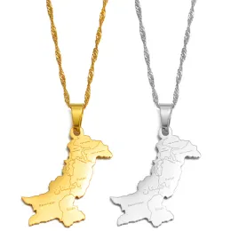 Pakistan Map With Urdu 14k Yellow Gold Pendant Necklaces Pakistani Ethnic Jewelry for Gold Color Silver Color