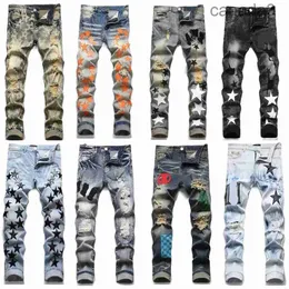 Jeans pour hommes Designer européen pour hommes pantalons déchirés tendance Jean Hombre broderie marque pantalon maigre pantalon 71HJ VTZS VTZS