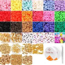 Bileklik 4140pcs Düz Kil Boncuklar Bilezikler için Takılar Mücevher Yapımı Seti Set Seti Polimer Heishi Disk Beads DIY El Yapımı Aksesuarlar