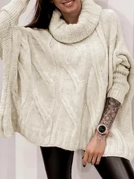 Autumn Winter Plus Size Casual Sweater Women's Long Sleeve Off White Turtle Neck Overdized Pullover Jumper Tops 240122