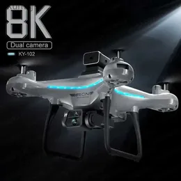 Drony Nowe KY102 Mini dron 4K Podwójny aparat Unikanie optycznego przepływu Fotografia Aerialna Fotografia RC Składane Quadcopter Toys YQ240129