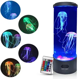 Luci notturne LED Lampada medusa Luce ambientale Telecomando Cambia colore Acquario decorativo Regalo di compleanno per bambini USB