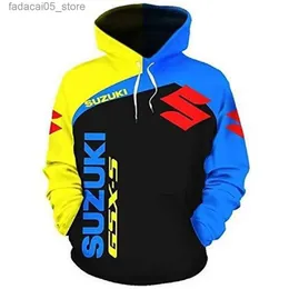 Moletons masculinos Moletons Primavera e Outono 2021 Novo Suzuki Hoodie 3D Impressão Esporte Pulôver Masculino e Feminino Jaquetas de Motocicleta Hip Hop Street Fashion Top Q240129