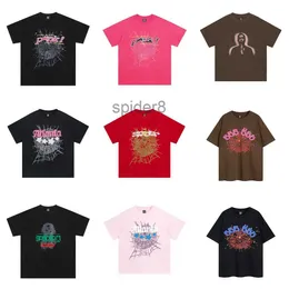 Homens Camiseta Rosa Young Thug Sp5der 555555 Mans Mulheres Qualidade Espuma Impressão Spider Web Padrão 555 Moda Top Tees 24ss F61Y