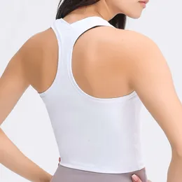 2024 LU LU Lemen FEELING Donna Longline Racerback Crop Canotte Basic Lounge Slim Fit Top da allenamento per palestra Yoga Fitness