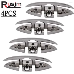 All Terrain Wheels 4PCS Stainless Steel Cleat Marine Hardware Foldable Boat Cleats Folding Deck Mooring Flush Mount Accessories