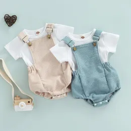 Ma Baby 024M born Infant Boys Clothes Set Short Sleeve Tshirt Overalls Corduroy Shorts Outfits Summer Costumes D01 240127
