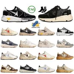 Vintage Leather Suede Designer Glitter Casual Shoes Running Sole Handmade Italy Brand Trainers Ivory Star Womens Mens Sneakers Silver Ice Cream Black Runners
