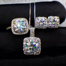 Charm Geoki Sterling Sier 1 Carat تم تمرير اختبار الماس المثالي VVS1 D Color Moissanite Squar