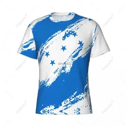 Homens camisetas Nome personalizado Número Honduras Bandeira Cor Homens Apertados Esportes T-shirt Mulheres Tees Jersey para Fãs de Futebol de Futebol