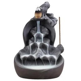 Smoke Backflow Ceramic Incense Burner Cone Stick Holder Censer Black Furnishing Articles Decoration Home Furnace Base266q