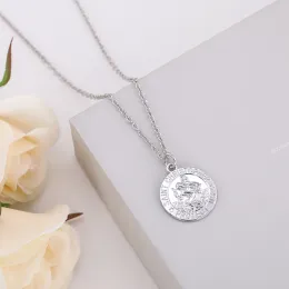 Saint Christopher Bizi koruyun Dini Cazibe Muska Kolye Kolye Bildirme Sacı Kadınlar İçin 14K Sarı Altın Kolye 2024 Takı