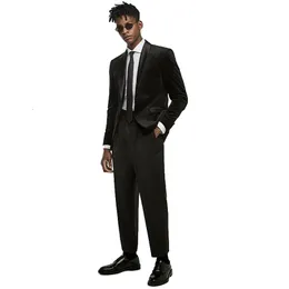 Black Groomsmen Shawl Lapel One Button Groom Tuxedos Groomsmen Man Suit Mens Wedding Suit Suit 2PiecesJacketPants 240123