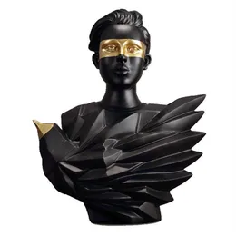 유럽 ​​블랙 골드 공중 새 그림 동상 수지 공예 추상 ​​예술 캐릭터 조각 가정 장식 액세서리 선물 T2006258o