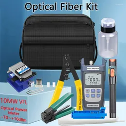 Kit de ferramentas de equipamento de fibra óptica com medidor de potência de fibra óptica e localizador visual de falhas de 10mW FC-6S preto FTTH