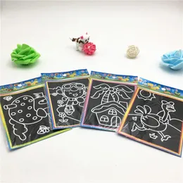 50pcs 100pcs Set Zeichenbrett Magic Scratch Kinder kreative Kartenaufkleber Kinder Bildung Malbuch DIY Spielzeug 240124