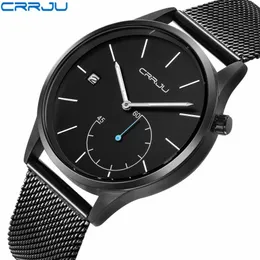 2019 New Crrju Creative rostfritt stål Herrklockor Top Brand Luxury Sports Quartz Wrist Watch Clock Man Gift Relogio Masculino226k