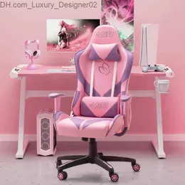 Andere Möbel Homall Girl Racing Büro-Gaming-Stuhl, hohe Rückenlehne, Computertisch, Leder, verstellbar, drehbar, mit Kopfstütze und Lumba Q240129