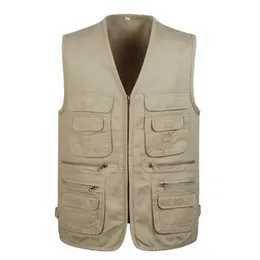 Gilet casual da uomo in tinta unita senza maniche con scollo a V, multitasche, escursionismo, pesca all'aperto, abbigliamento da lavoro, taglie forti, casual 240119